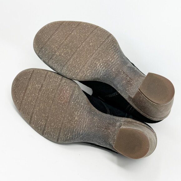 Clarks Unstructured Womens Black Suede Leather Lace up Booties Size 9 - Picture 10 of 10